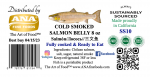 Salmon belly cold smoked, 8 oz vacuum pack